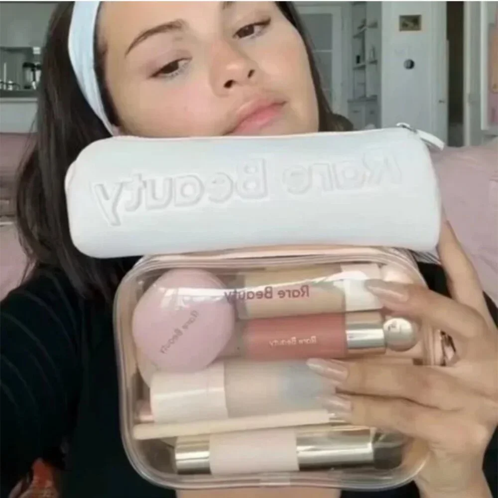 NEW RARE Beauty by Selena Gomez Clear Makeup Bag and Mini Deluxe Samples
